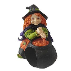Vintage Halloween Figurine Napkin Holder Witch with Cauldron Good Condition